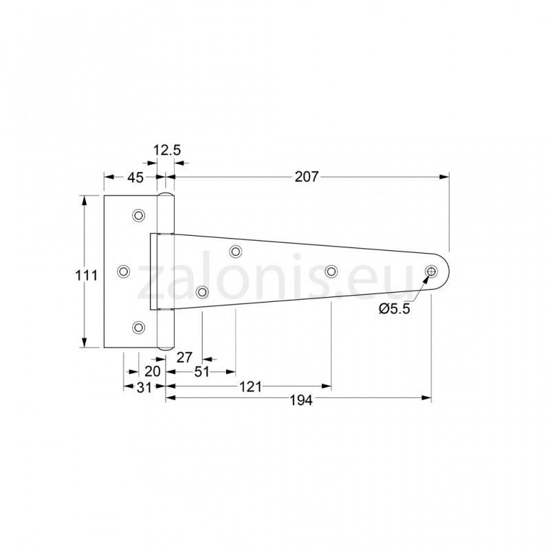 T-TYPE HINGE 200 / BLACK T-TYPE HINGES